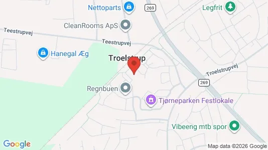 Andelsboliger til salg i Haslev - kort over placeringen