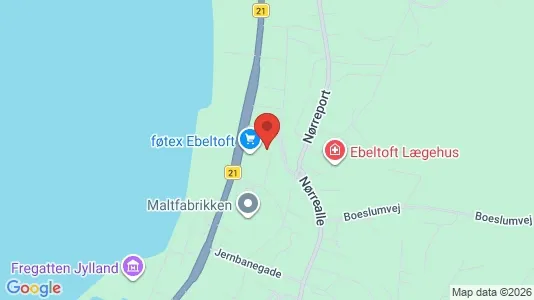 Andelsboliger til salg i Ebeltoft - kort over placeringen