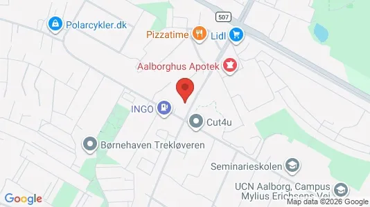 Andelsboliger til salg i Aalborg SØ - kort over placeringen