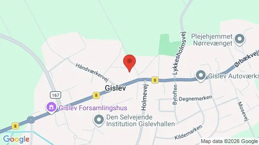 Andelsboliger til salg i Gislev - kort over placeringen