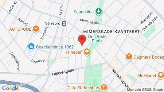 Andelsboliger til salg i Nørrebro - kort over placeringen