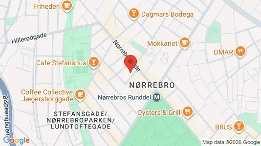 Andelsboliger til salg i Nørrebro - kort over placeringen