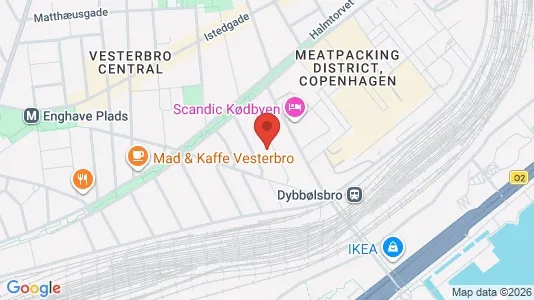 Andelsboliger til salg i Vesterbro - kort over placeringen