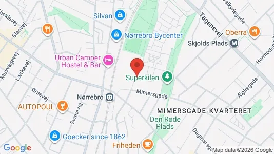 Andelsboliger til salg i Nørrebro - kort over placeringen