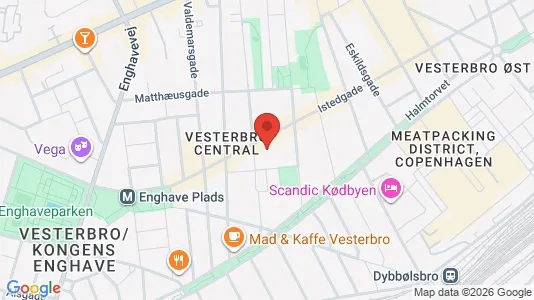 Andelsboliger til salg i Vesterbro - kort over placeringen