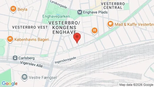 Andelsboliger til salg i Vesterbro - kort over placeringen