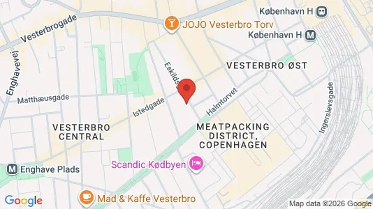 Andelsboliger til salg i Vesterbro - kort over placeringen