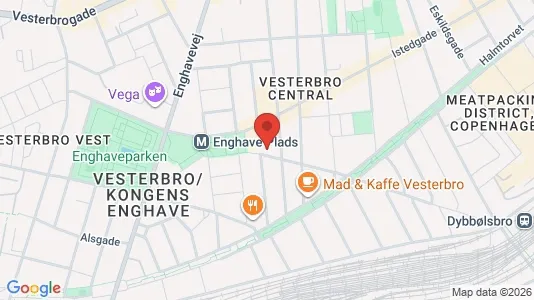 Andelsboliger til salg i Vesterbro - kort over placeringen