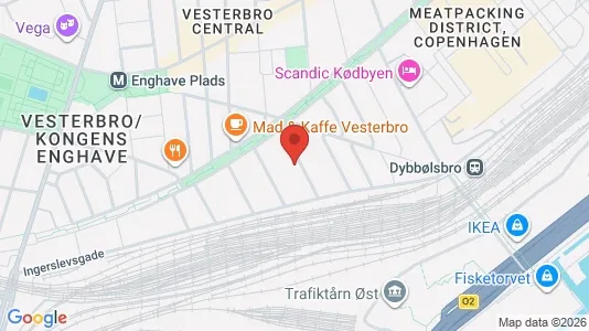 Andelsboliger til salg i Vesterbro - kort over placeringen