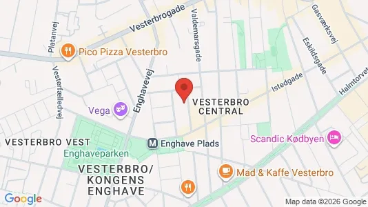 Andelsboliger til salg i Vesterbro - kort over placeringen
