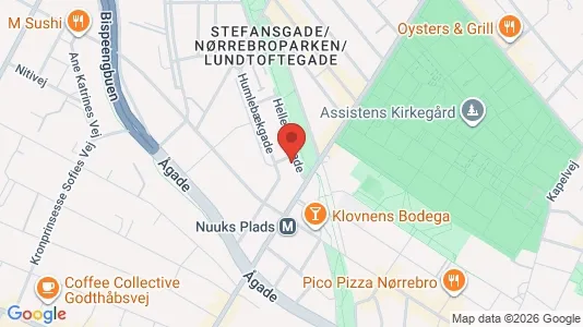 Andelsboliger til salg i Nørrebro - kort over placeringen