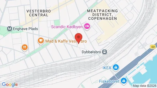 Andelsboliger til salg i Vesterbro - kort over placeringen