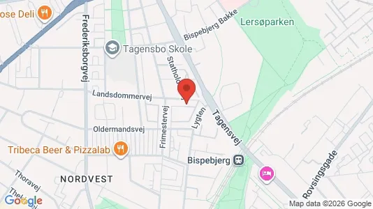 Andelsboliger til salg i København NV - kort over placeringen